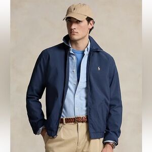 Polo Ralph Lauren Mens Bi-Swing Jacket Large Windbreaker Tan Navy Full Zip